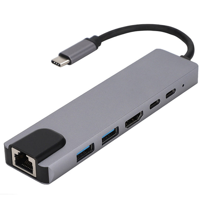 6-in-1 Type-C Hub Multifunctional Docking Station 4K UHD USB-C Adapter to USB 2.0 87W Type-C 100Mbps Ethernet 6-in-1 Type-C Hub Multifunctional Docking Station 4K UHD USB-C Adapter to USB 2.0 87W Type-C 100Mbps Ethernet